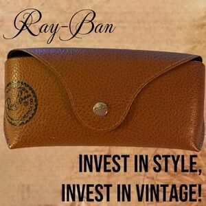 Ray-Ban VINTAGE Brown Leather Sun Glasses Case NWOT